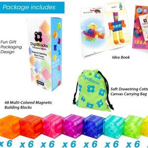 *NIB* BrainSpark Translucent Digit Blocks 48 Pieces Magnetic Building Blocks